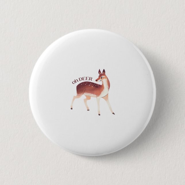 Chapa Redonda De 5 Cm Oh Deer Whimsical Creative Design  (Anverso)