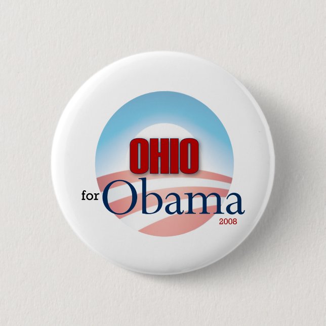 Chapa Redonda De 5 Cm OHIO para Obama (Anverso)