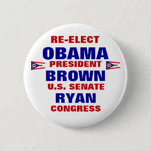 Chapa Redonda De 5 Cm Ohio para Obama Brown Ryan