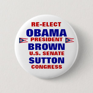 Chapa Redonda De 5 Cm Ohio para Obama Brown Sutton