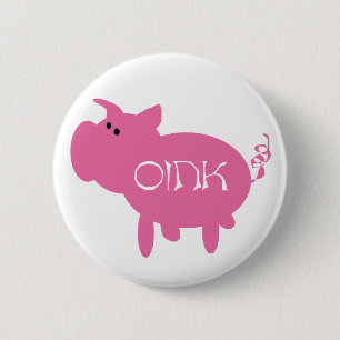 Chapa Redonda De 5 Cm Oink cerdo rosado