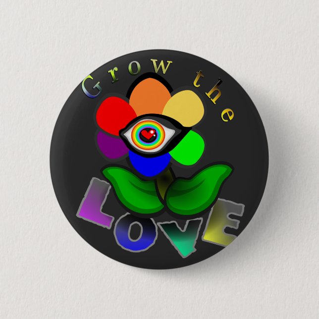 Chapa Redonda De 5 Cm Ojo de Flor de Amor Arcoíris  (Anverso)