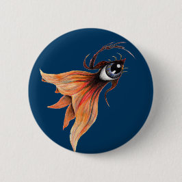 Chapa Redonda De 5 Cm Ojo Dorado Surrealista Pez Dorado Fantasía Arte Or