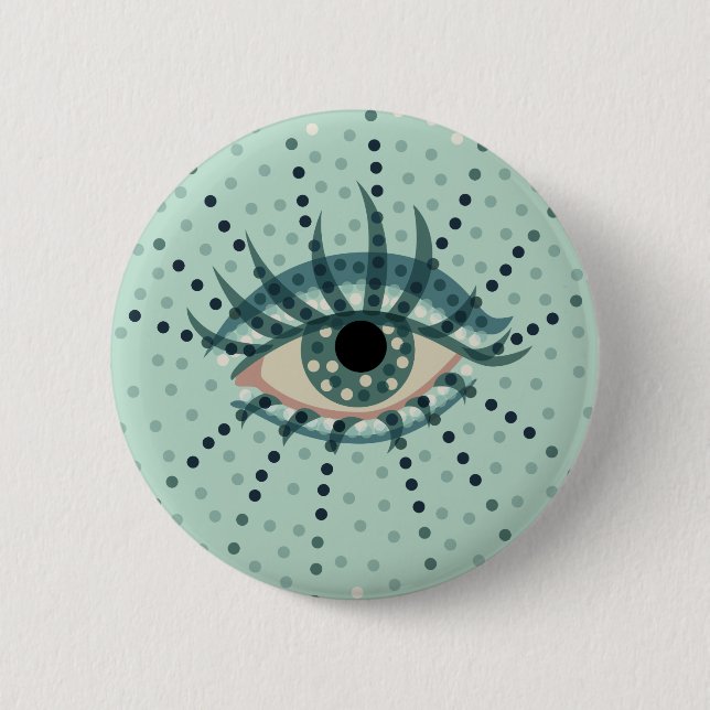 Chapa Redonda De 5 Cm Ojo Raro Con Puntos Resumen Arte Psicodélico (Anverso)