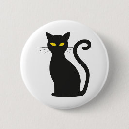 Chapa Redonda De 5 Cm ojos amarillos de gato negro en activo