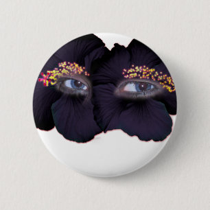 Chapa Redonda De 5 Cm Ojos de Hibiscus - Negro/Púrpura