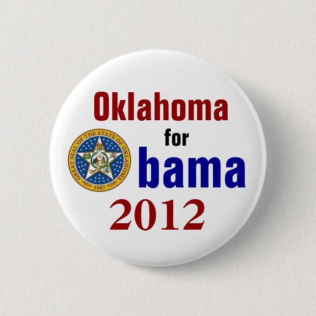Chapa Redonda De 5 Cm Oklahoma para Obama 2012 (Anverso)