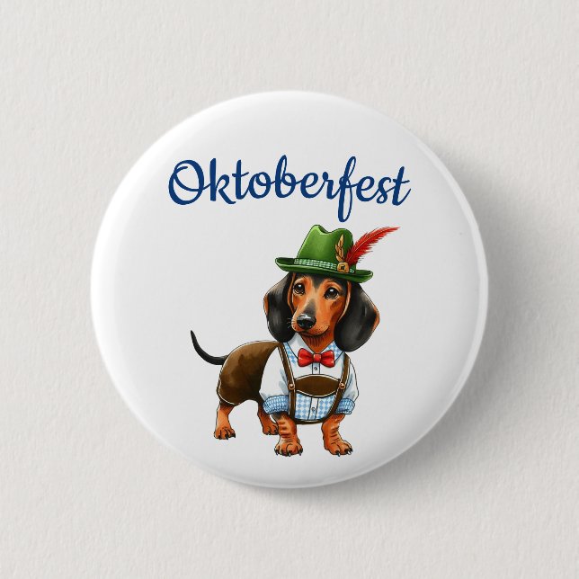 Chapa Redonda De 5 Cm Oktoberfest German Weiner (Anverso)
