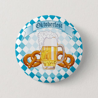 Chapa Redonda De 5 Cm Oktoberfest Pretzels y Beer