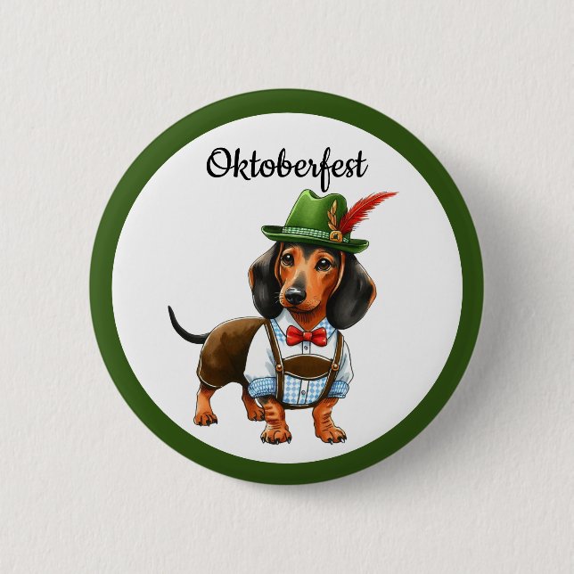 Chapa Redonda De 5 Cm Oktoberfest Weiner Dog (Anverso)