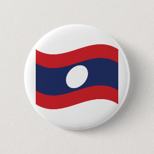 Chapa Redonda De 5 Cm Ola de bandera de Laos
