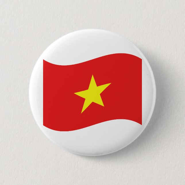 Chapa Redonda De 5 Cm Ola de bandera de Vietnam (Anverso)