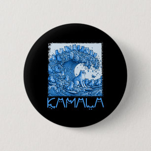 Chapa Redonda De 5 Cm Ola De Gatos Azules Para Kamala 2024