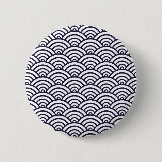 Chapa Redonda De 5 Cm Olas Azules Japonesas Seigaiha Mar (Anverso)