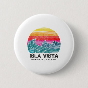 Chapa Redonda De 5 Cm Olas de surf de Isla Vista Playa Retro California 