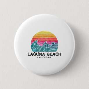 Chapa Redonda De 5 Cm Olas de surf de Laguna Beach Retro puesta de sol d