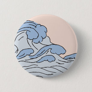 Chapa Redonda De 5 Cm Olas Océanas Océanas rosas/azules Estéticas Con Pl