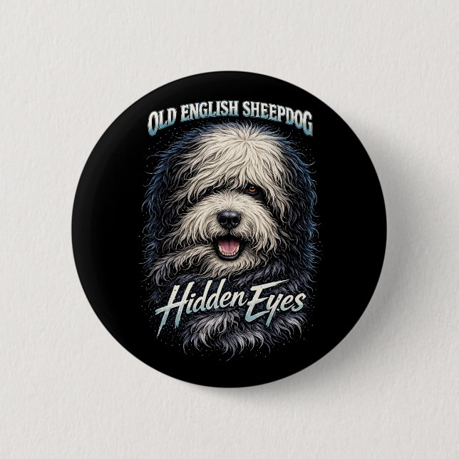 Chapa Redonda De 5 Cm Old English Sheepdog (Anverso)