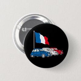 Chapa Redonda De 5 Cm Oldtimer 2CV Trio Frankreich Flagge