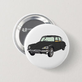 Chapa Redonda De 5 Cm Oldtimer Citroen DS 19 Schwarz