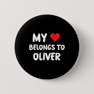 Chapa Redonda De 5 Cm Oliver - Mi corazón pertenece a Oliver - Amor