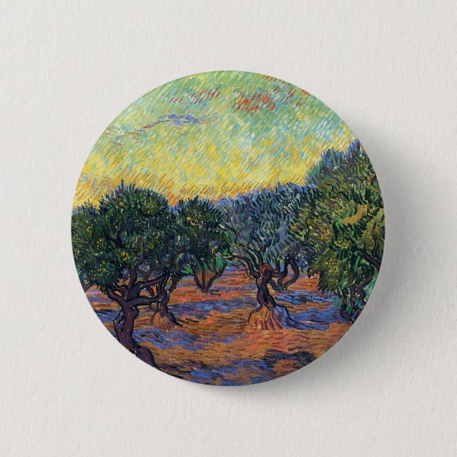 Chapa Redonda De 5 Cm Olivos de Vincent Van Gogh Impresionismo Arte (Anverso)