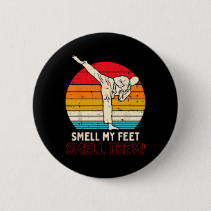 Chapa Redonda De 5 Cm Olor Pies Kick Retro Karate Taekwondo Arte Marcial