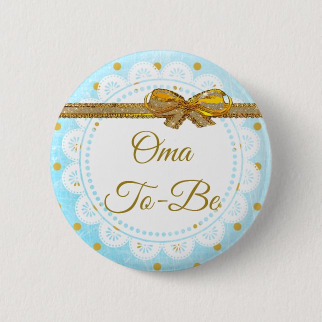 Chapa Redonda De 5 Cm Oma Para Ser Baby Shower Blue & Gold Button (Anverso)
