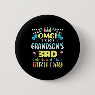 Chapa Redonda De 5 Cm Omg sus nietos tercer cumpleaños dulce de tres año