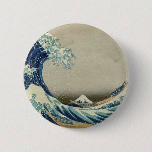 Chapa Redonda De 5 Cm Onda de Kanagawa de Katsushika Hokusai