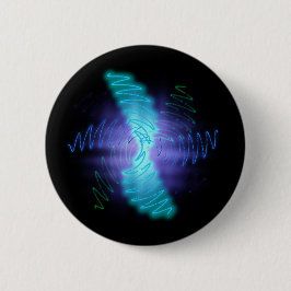 Chapa Redonda De 5 Cm Ondas modernas de sonido brillante neón