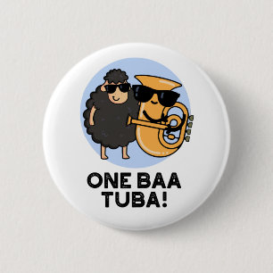 Chapa Redonda De 5 Cm One Baa Tuba Funny Music Sheep Pun