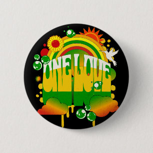 Chapa Redonda De 5 Cm One One Love Rasta Pin