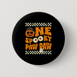 Chapa Redonda De 5 Cm One Spooky Paw Paw First Birday Halloween Jack O