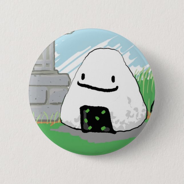 Chapa Redonda De 5 Cm Onigiri feliz (Anverso)