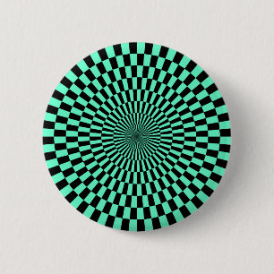 Chapa Redonda De 5 Cm Op Art - Turquesa y Negro