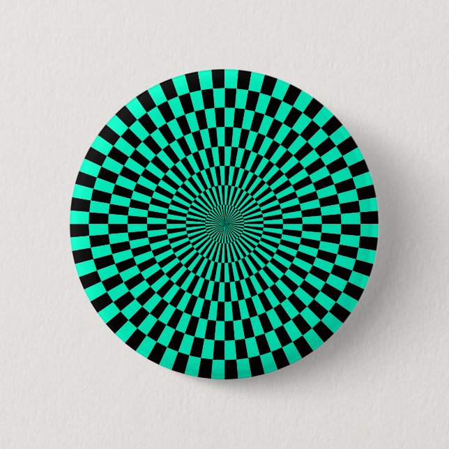 Chapa Redonda De 5 Cm Op Art - Turquesa y Negro (Anverso)