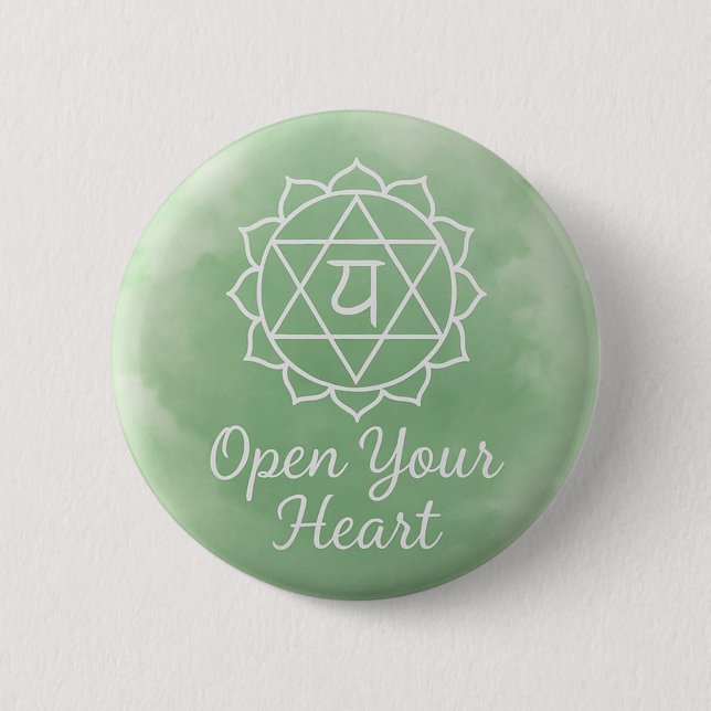 Chapa Redonda De 5 Cm Open Your Heart Anahata Heart Chakra Spiritual (Anverso)