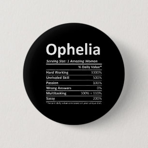 Chapa Redonda De 5 Cm Ophelia Nutrición Nombre personalizado Graciosa Ch