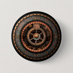 Chapa Redonda De 5 Cm Opus Posh Steampunk Gears