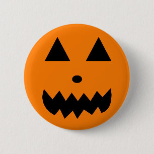 Chapa Redonda De 5 Cm Orange Halloween Pumpkin Face