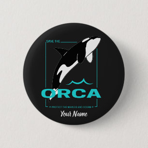 Chapa Redonda De 5 Cm Orca Ballena Asesina para una niña que ama las Orc
