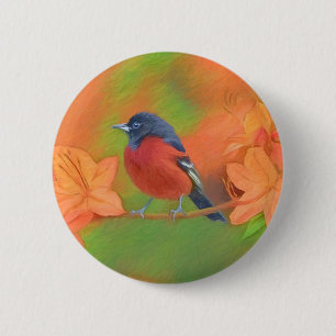 Chapa Redonda De 5 Cm Orchard Oriole Songbird Pintura original de aves