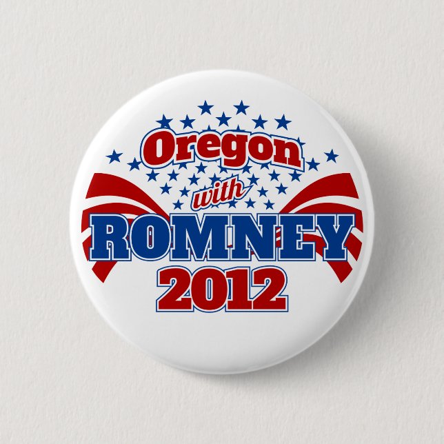 Chapa Redonda De 5 Cm Oregon con Romney 2012 (Anverso)