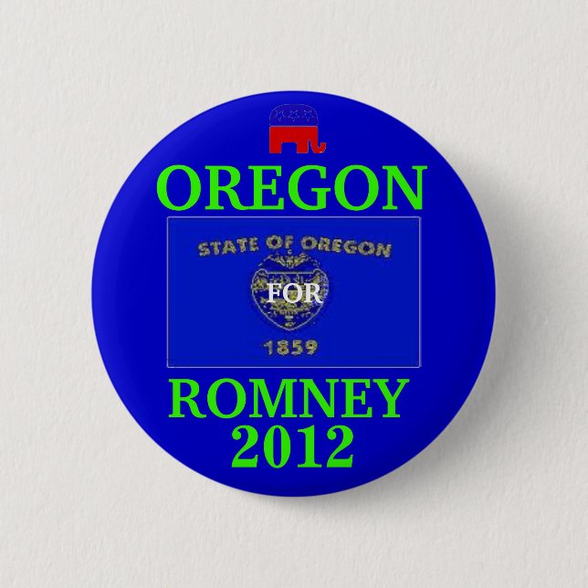 Chapa Redonda De 5 Cm Oregon para Romney 2012 (Anverso)