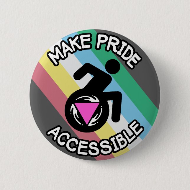 Chapa Redonda De 5 Cm Orgullo Accesible Orgullo LGBTQ Queer desactivado (Anverso)