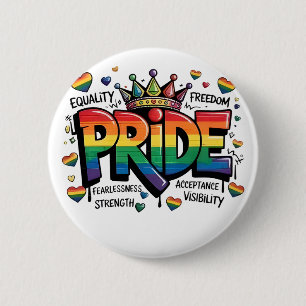 Chapa Redonda De 5 Cm Orgullo Aceptación LGBTQ LGBT Bandera del 4 de jul