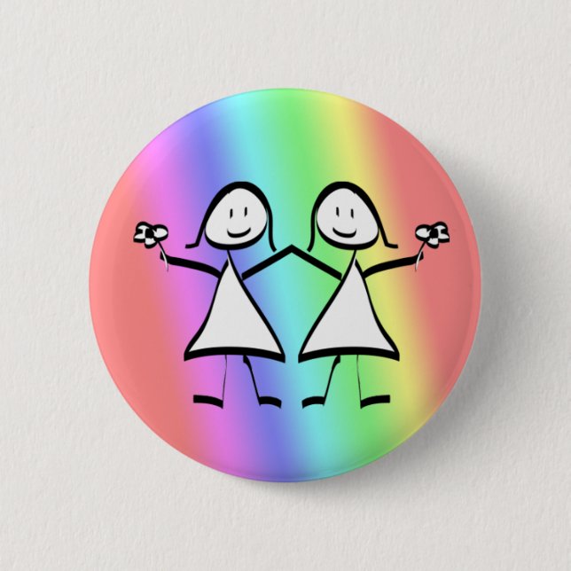 Chapa Redonda De 5 Cm Orgullo arcoiris Novias Lesbianas (Anverso)