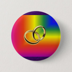 Chapa Redonda De 5 Cm Orgullo del arco iris con las alianzas de boda del