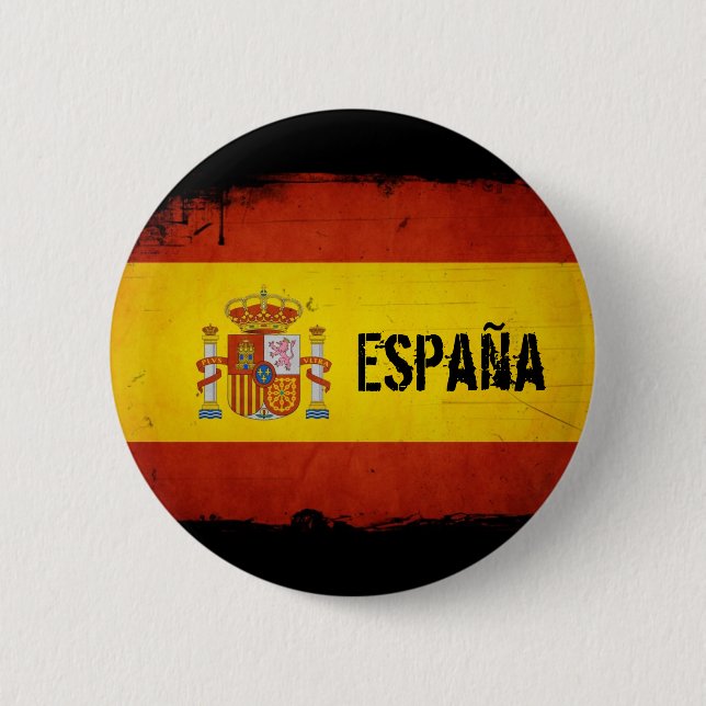 Chapa Redonda De 5 Cm Orgullo español Grunge Bandera de España (Anverso)